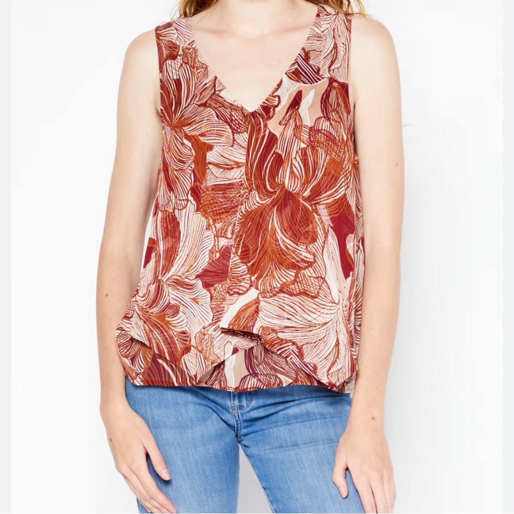 DKNY Orange Fall flowy XL sleeveless blouse